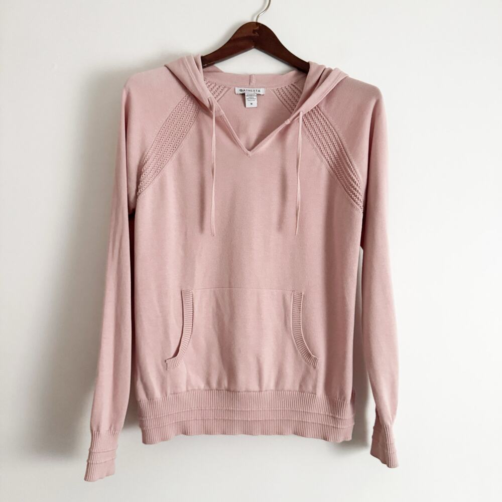 ATHLETA Evergreen Hoodie Sweater Hydrangea Pink Medium M - Picture 4 of 11